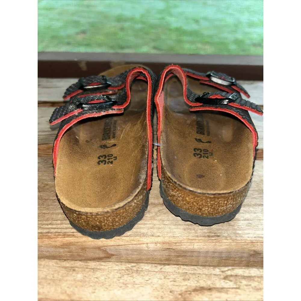 Birkenstock Arizona Black Birko Kids Sandals Size EU 33 US 1 - 1.5 Black Red
